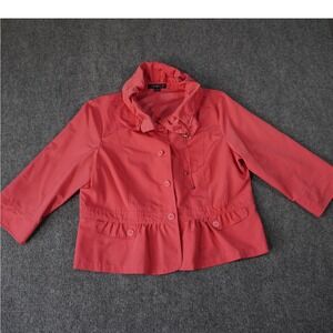 Tribella Womens Coral Jacket Ruffle Collar 3/4 Sleeve‎ Size 16
